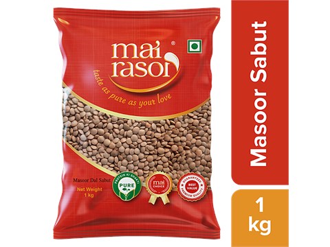 Mai Rasoi Masoor Sabut Dal - Unpolished, Protein & Fibre Rich, For Making Soups, Porridge, 1 kg