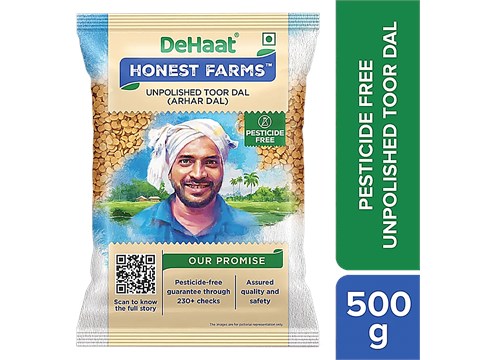Dehaat Honest Farms Unpolished Toor Dal/Arhar Dal - Pesticide Free, 500 g