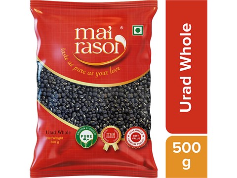 Mai Rasoi Black Kali Urad - Whole Sabut- Unpolished, 500 g