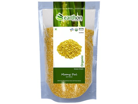 Earthon Organic Moong Dal/Green Gram - Split, Skinned, 500 g