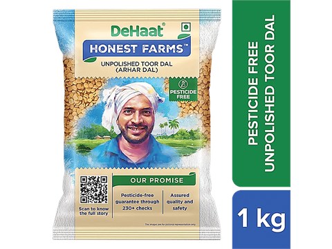 Dehaat Honest Farms Unpolished Toor Dal/Arhar Dal - Pesticide Free, 1 kg