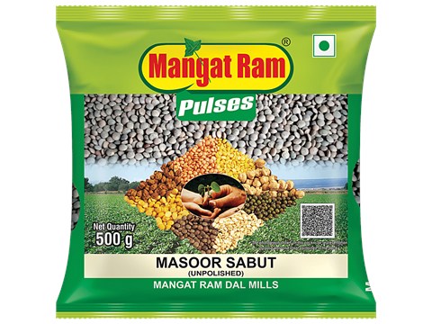 Mangat Ram Pulses Unpolished Masoor Sabut, 500 g