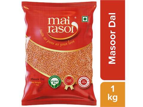 Mai Rasoi Masoor Dal - Unpolished, Protein & Fibre Rich, For Making Soups, Porridge, 1 kg