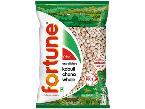 Fortune Unpolished Kabuli Kala Chana, Whole, 1 Kg