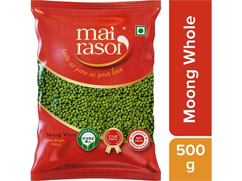 Mai Rasoi Green Hari Moong - Whole Sabut- Unpolished, 500 g