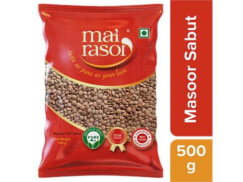 Mai Rasoi Masoor Sabut Dal - Unpolished, Protein & Fibre Rich, For Making Soups, Porridge, 500 g