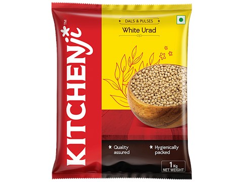 Kitchenji White Urad Dal - Whole, Loaded With Nutrients, 1 kg