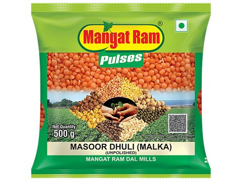 Mangat Ram Pulses Unpolished Masoor Dhuli Dal/ Malka, 500 g