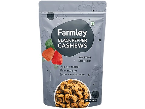Farmley Black Pepper Roasted Cashews Kaju Snacks - Rich In Protein, Crunchy & Delicious, 200 g