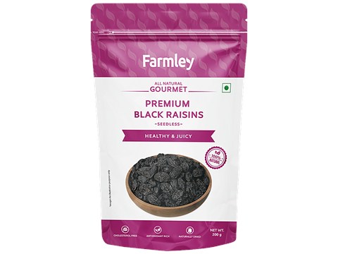 Farmley Selecta Seedless Black Raisins - Naturally Sweet, Rich In Vitamins, Perfect Snack, 200 g