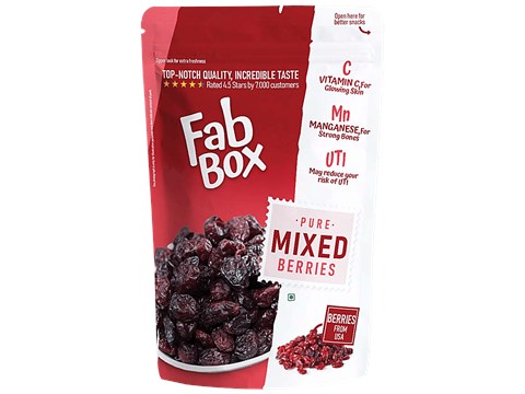 Fabbox Premium Mixed Berries - Whole Dried Cranberry & Blackberry, Natural, Healthy Snack, 150 g