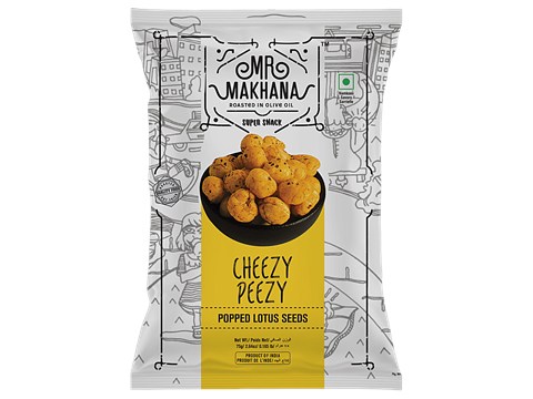 MR. MAKHANA Cheesy Peezy - Popped Lotus Seeds, Roasted In Olive Oil, Super Snack, 75 g
