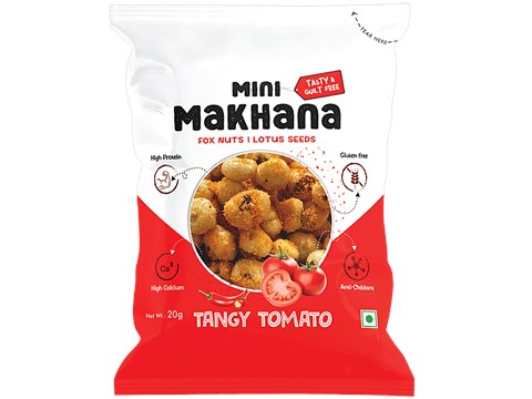 Protyze Mini Makhana/Fox Nuts - Tangy Tomato, Protein Rich, Gluten Free Snack, 20 g