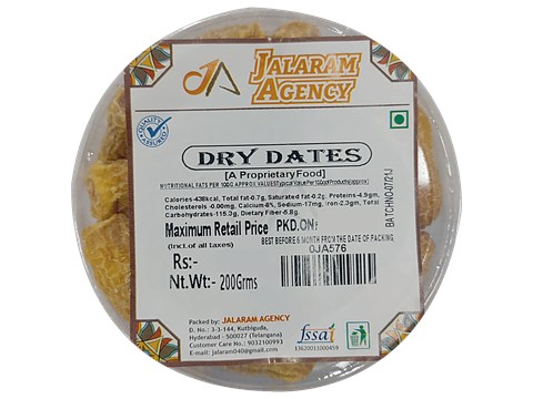 Jalaram Dry Dates - Rich In Vitamins, Minerals, Energy & Fibre, No Preservatives, 200 g