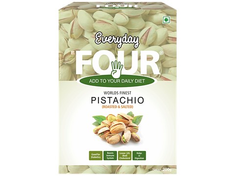 Everyday Four Pistachio Nuts - Roasted & Lightly Salted, Low Cholesterol, Helps In Digestion, 200 g