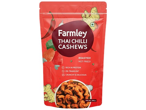 Farmley Thai Chilli Roasted Cashews Kaju Snacks - Rich In Protein, Crunchy & Delicious, 200 g