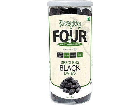 Everyday Four Seedless Black Dates - Rich In Protein & Fibre, Naturally Sweet, Boosts Energy, 400 g