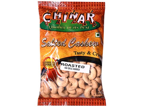 Chinar Salted Cashew - Roasted, No Added Oil, Tasty & Crispy, 200 g