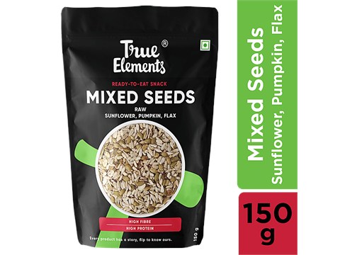 True Elements Raw Mixed Seeds - Sunflower, Pumpkin & Flax, Immunity Booster, 150 g