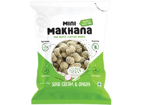 Protyze Mini Makhana/Fox Nuts - Sour Cream & Onion, Protein Rich, Gluten Free Snack, 20 g
