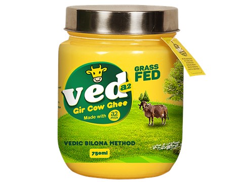 VED A2 GIR Cow Ghee/Tuppa - A2 Milk (Vedic Bilona Method), 750 ml