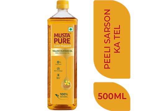 Musta Pure Cold Pressed Yellow Mustard Oil Pet Bottle, 500 ml