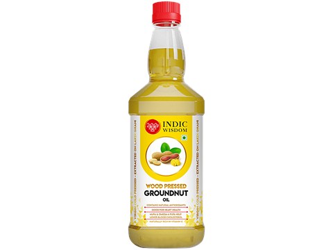 Indic Wisdom Wood Pressed Groundnut Oil - Cold Pressed, 1 L