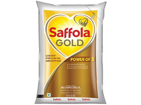 Saffola Gold Multi-Source Rice Bran & Sunflower Edible Oil, 910 g