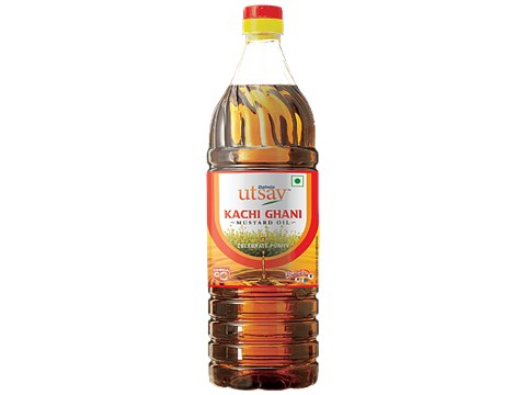 Dalmia Utsav Kachi Ghani Mustard Oil - Rich In Omega 3 & 6, Fortified With Vitamins, 1 L