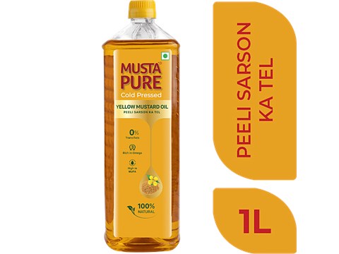 Musta Pure Cold Pressed Yellow Mustard Oil Pet Bottle, 1 L