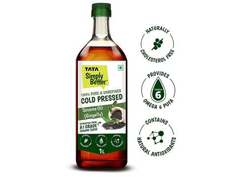 Tata Simply Better Pure & Unrefined Cold Pressed Sesame/Gingelly Oil, 1 L