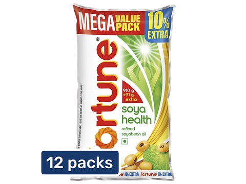 Fortune Soya Health Refined Soyabean Oil, 12x1 kg