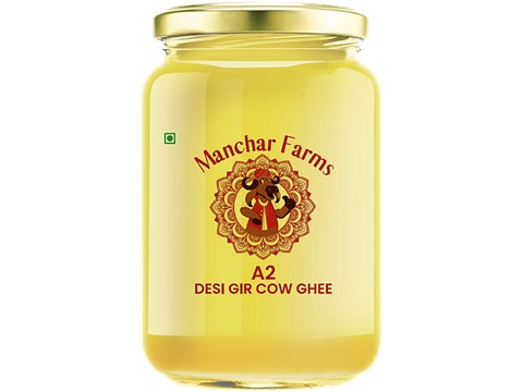 Manchar Farms A2 Desi Gir Cow Ghee - Rich In Antioxidants, Boosts Overall Health, 500 ml