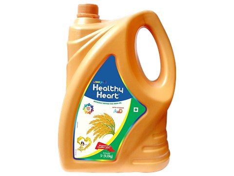 Healthy Heart  Physically Refined Rice Bran Oil - with Oryzanol, 5 L