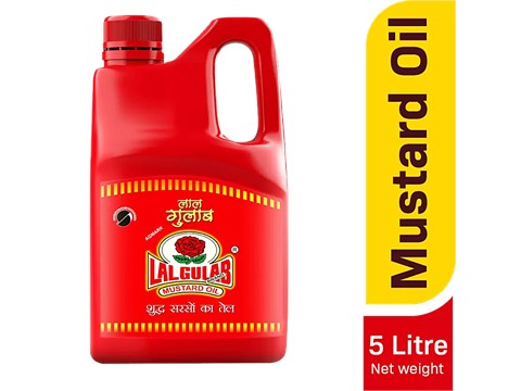 LAL GULAB Cold-Pressed Mustard Oil - Pure & Natural, Promotes Heart Health, 5 l