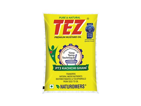Tez PT3 Kachchi Ghani Premium Mustard Oil, 1 L