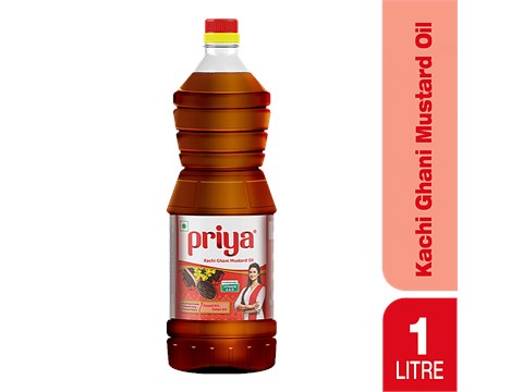 Priya Kachi Ghani Mustard Oil - With Vitamin A & D, Great In Taste & Aroma, 1 L