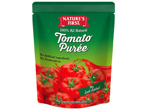 Nature's First Tomato Puree - Natural, Thick, No Salt Added, Preservative Free, 250 g
