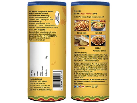 Keya Piri Piri - Multipurpose Seasoning With Oregano, Black Pepper, Other Herbs & Spices, 50 g