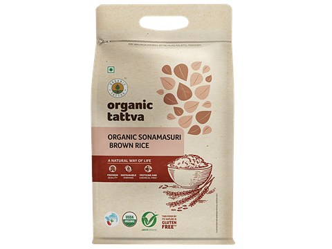 Organic Tattva Sonamasuri Rice/Akki - Brown, 5 kg