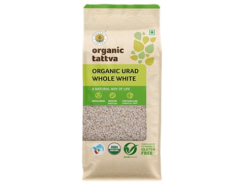Organic Tattva Urad Dal/Uddina Bele Whole White, 500 g