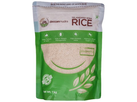 Deccanmudra Telangana Low GI Sona Rice - Organic, High In Nutrients, Maintains Blood Sugar Levels, 1 kg