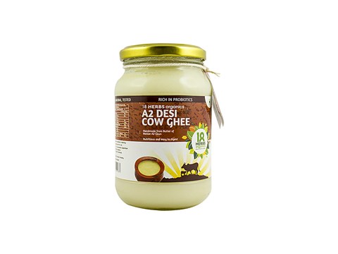 18 Herbs Organics A2 Desi Cow Ghee/Tuppa, 500 ml