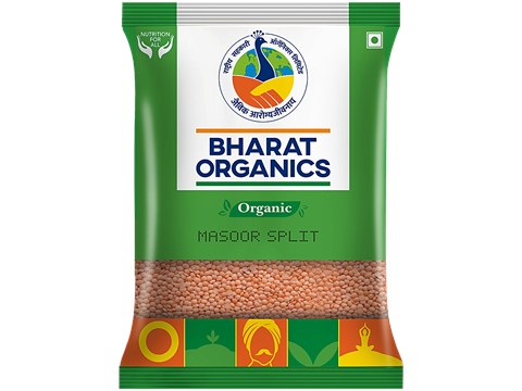 Bharat Organics Organic Masoor Dal Split, 500 g
