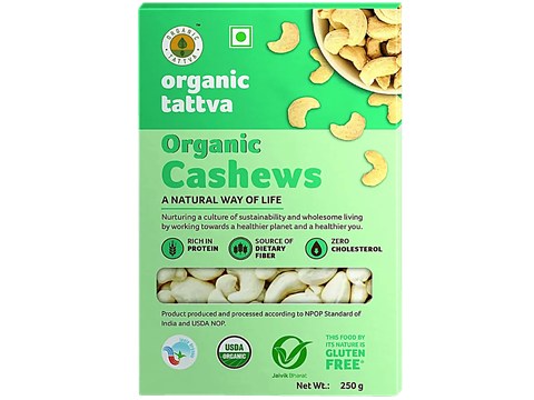 Organic Tattva Cashew Whole - Mild Nutty Taste, Rich In Protein, Zero Cholesterol, 250 g
