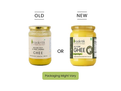 Praakritik Desi Gir Cow's A2 Vedic Churned Ghee - Organic Grass-fed, 1 L