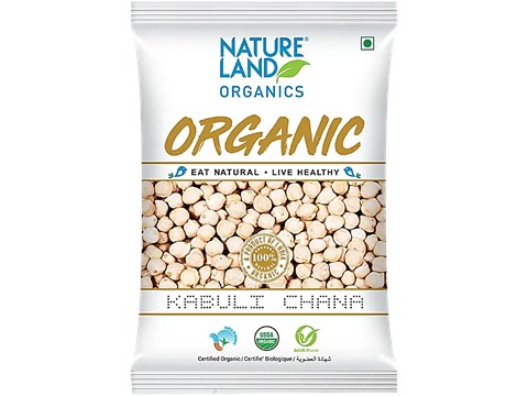 Natureland Organics Kabuli Chana - Rich In Fibre, Reduces Cholesterol, 500 g