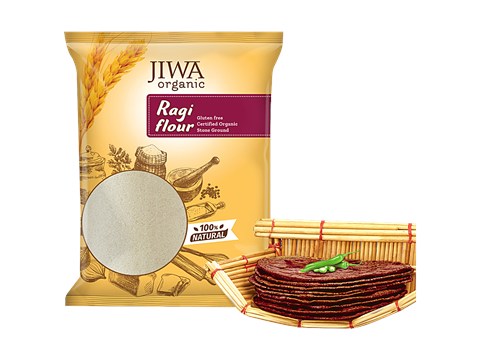 Jiwa Organic Ragi/Finger Millet Flour - Natural & Gluten Free, 1 kg