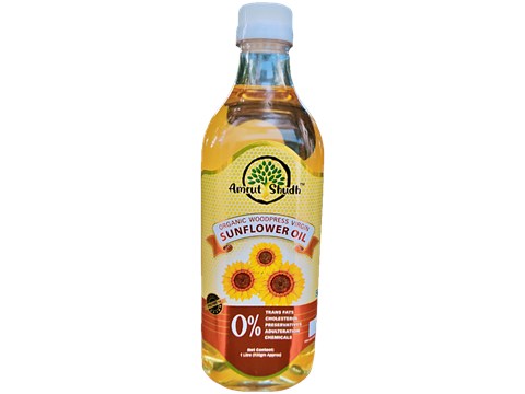 Amrut Shudh Organic Wood Press Virgin Sunflower Oil, 1 L