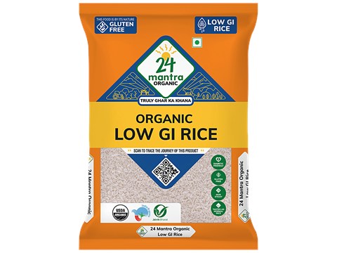 24 Mantra Organic Low GI Rice - Non-Sticky, Gluten Free, Diabetic-Friendly, 5 kg